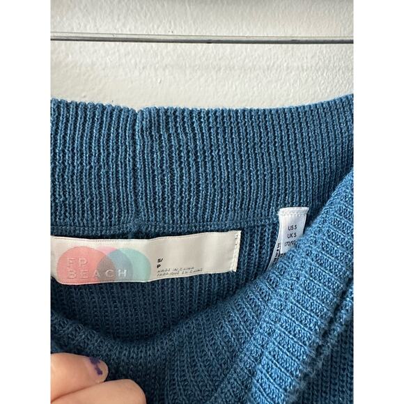 Free People Beach Skirt Women's Small Blue Eyes on You Wrap Midi Knit Ribbed - Picture 2 of 5